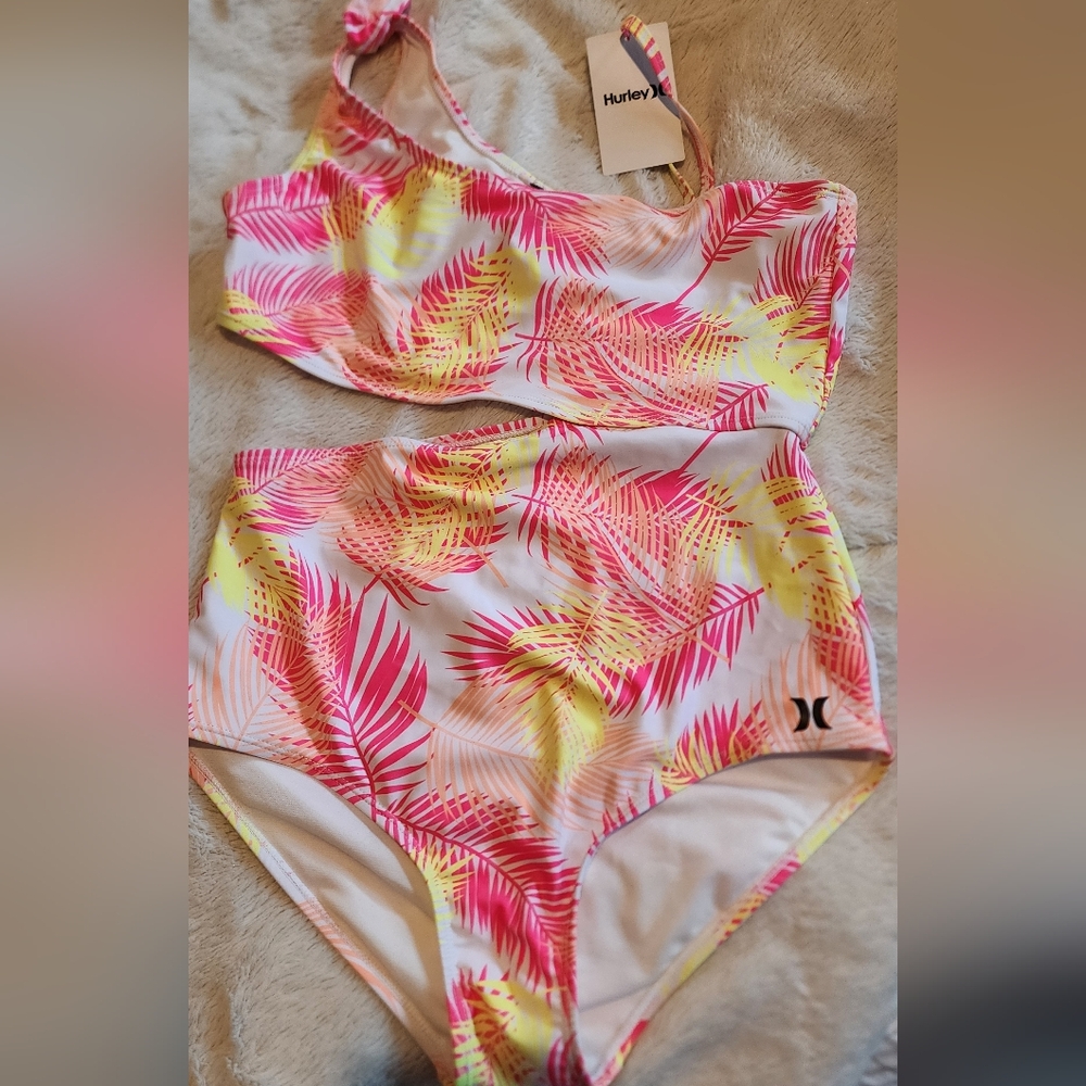 Hurley Neon Palm Frond Monokini Size XL